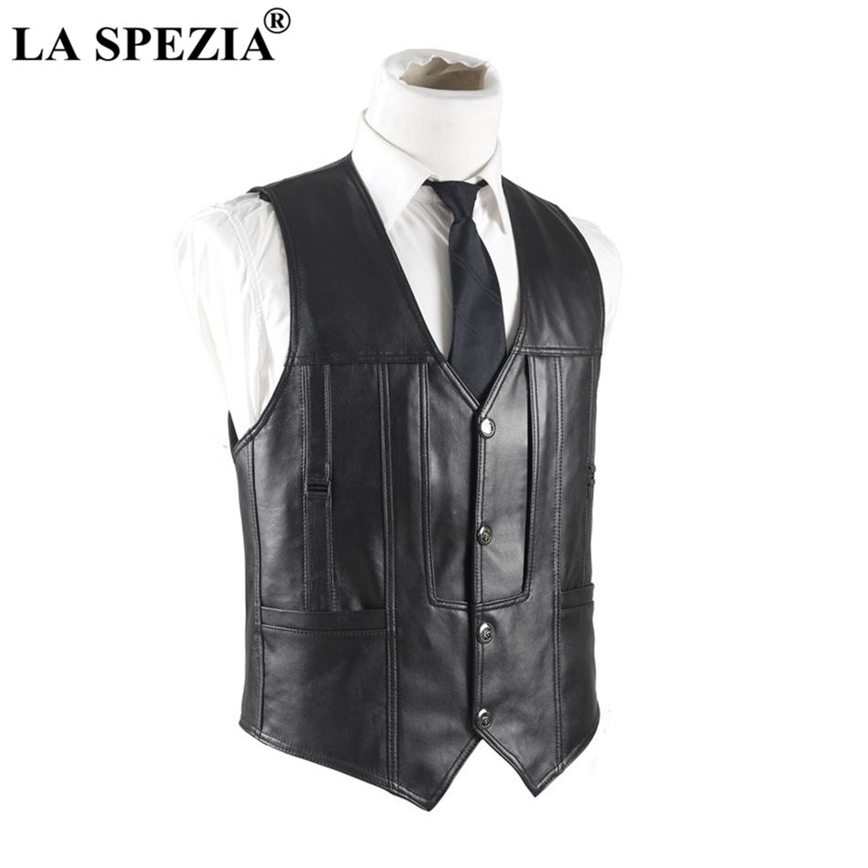2019 La Spezia Mens Leather Waistcoat Genuine Sheepskin Vest La Spezia Mens Leather Waistcoat Genuine Jpg
