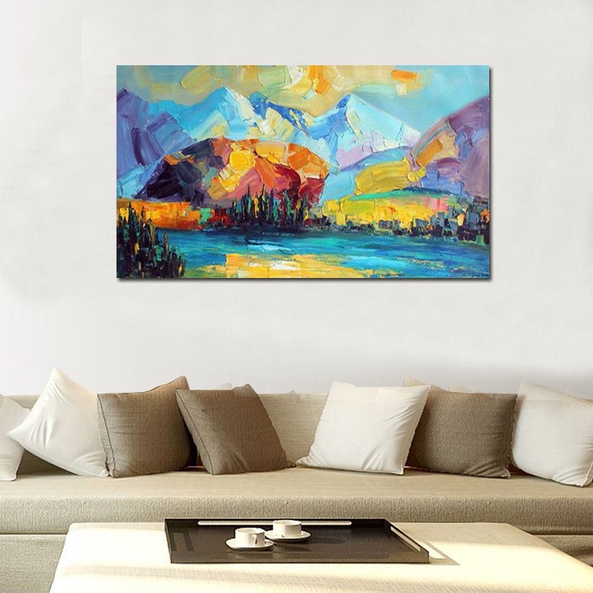 Acheter Peint À La Main Paysage De Montagne Peinture À Lhuile Moderne  Abstrait Coloré Village Paysage Peinture À Lhuile Sur Toile Décor À La  Maison De 27,9 € Du Paintingart2017 | DHgate.Com