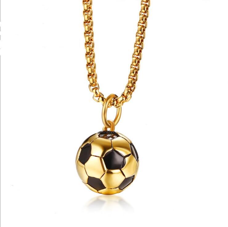 Wholesale Fashion 316L Stainless Steel Football Pendant Necklace Soccer