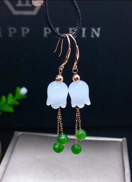 2018 18k gold white jade jasmine orchid flower pendant new pendant