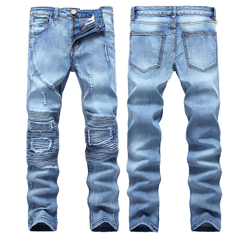 Compra BIKER Doblar Los Pantalones Vaqueros De Los Hombres Europeos Y  Americanos De Los Hombres Pantalones Elásticos Estirados Rectos JEANS  TALLA: 29 40 Barato | Entrega Rápida Y Calidad | Es.Dhgate