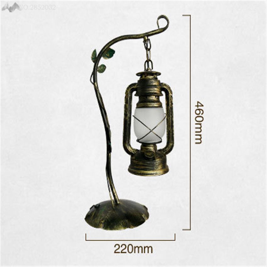 Lfh European Retro Style Table Lamps Glass Living Room Cafe Bedroom Bank Restaurant Vintage Lamp Desk
