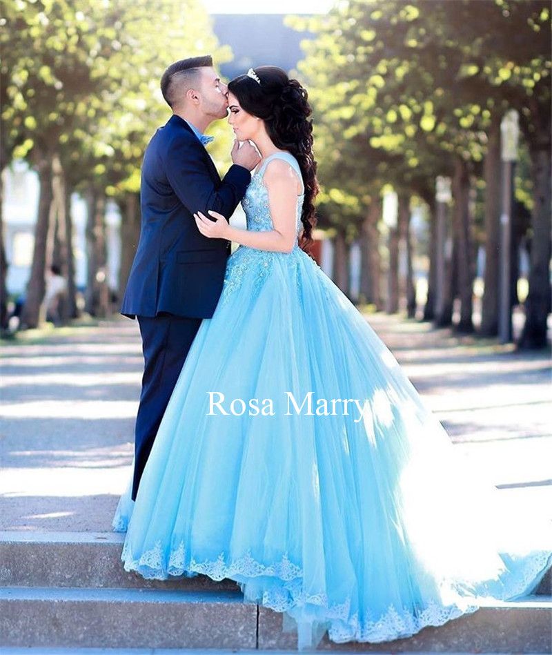 long light blue gown