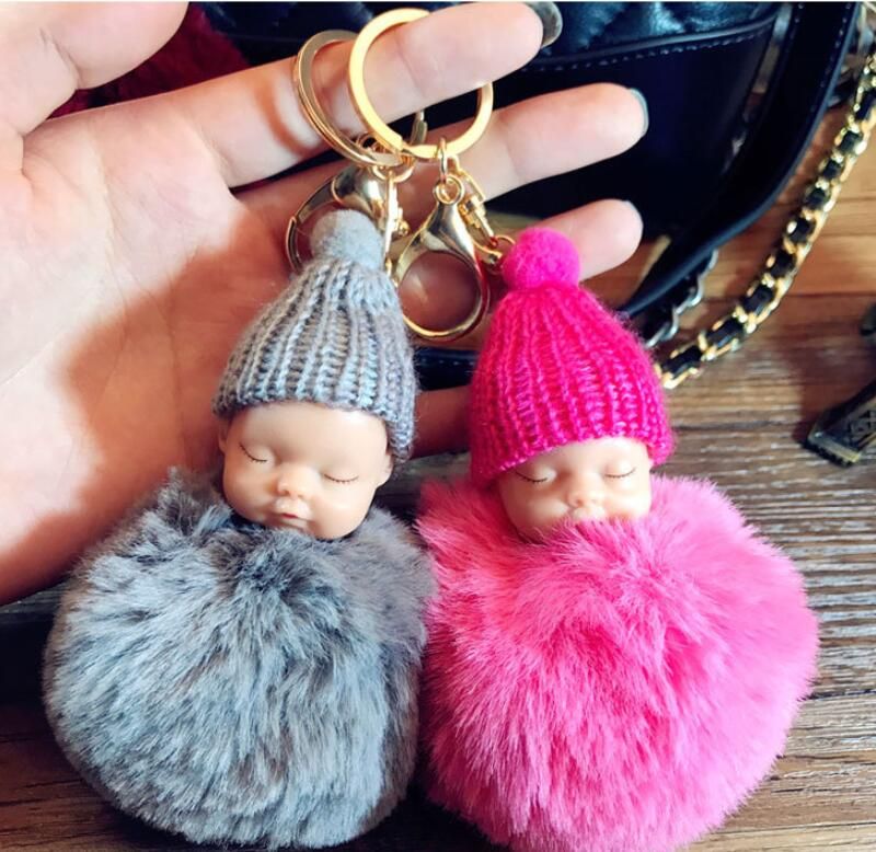 fluffy baby keyring