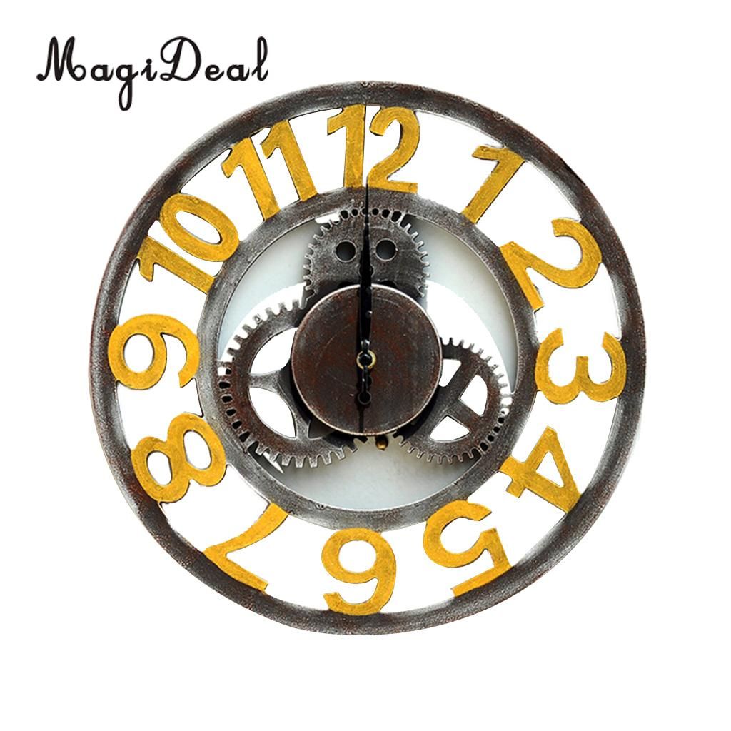 Compre Decoración De Casa De Reloj De Pared De Engranaje De Madera