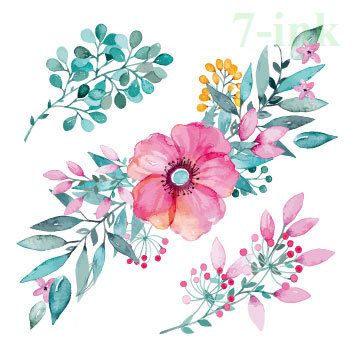 Cc 6x6 Cm Acuarela Pequeñas Flores Planta De Melocotón Rosa Temporal