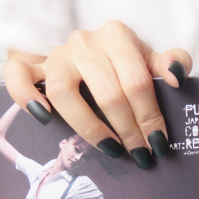 Matte Surface Acrylic False Nails Tips Classic Black Lady Fake Nail