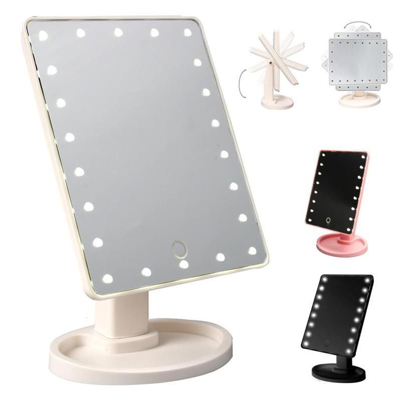 Led Make Up Mirror Cosmetic Desktop Portable Compact 22 Lights Led Make Up Mirror Cosmetic Desktop Portable Compact 22 Lights Lighted Travel Makeup For Women Black White Pink Light