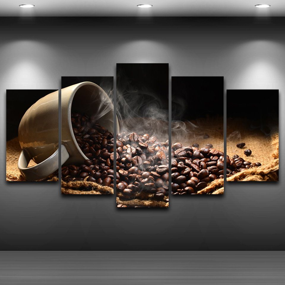 satin al 5 panel kahve cekirdegi cerceveli wall art resim sprey yagliboya dekorasyon sanatsal baskili cizim tuval baskili ev dekor tl283 21
