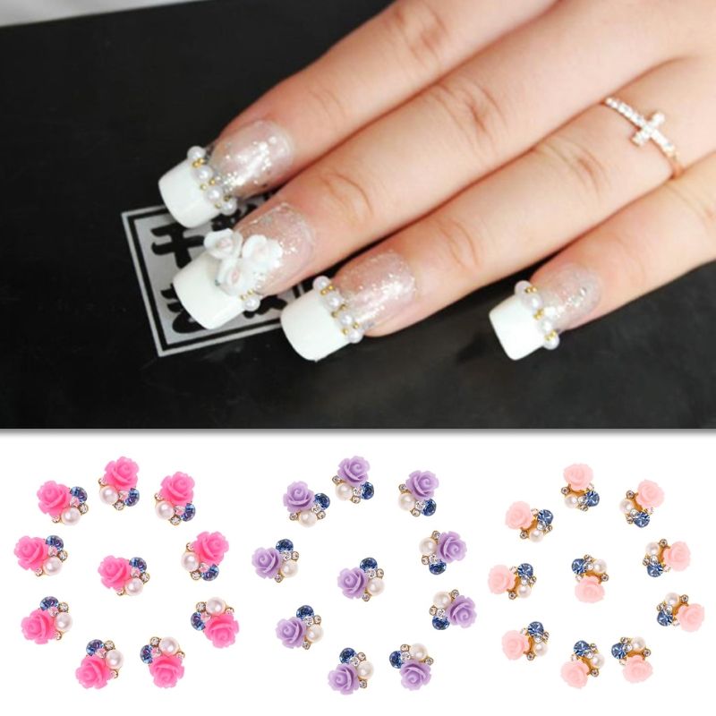 3d Nail Art Decorations Rose Flowers Jewelry Glitters Crystal