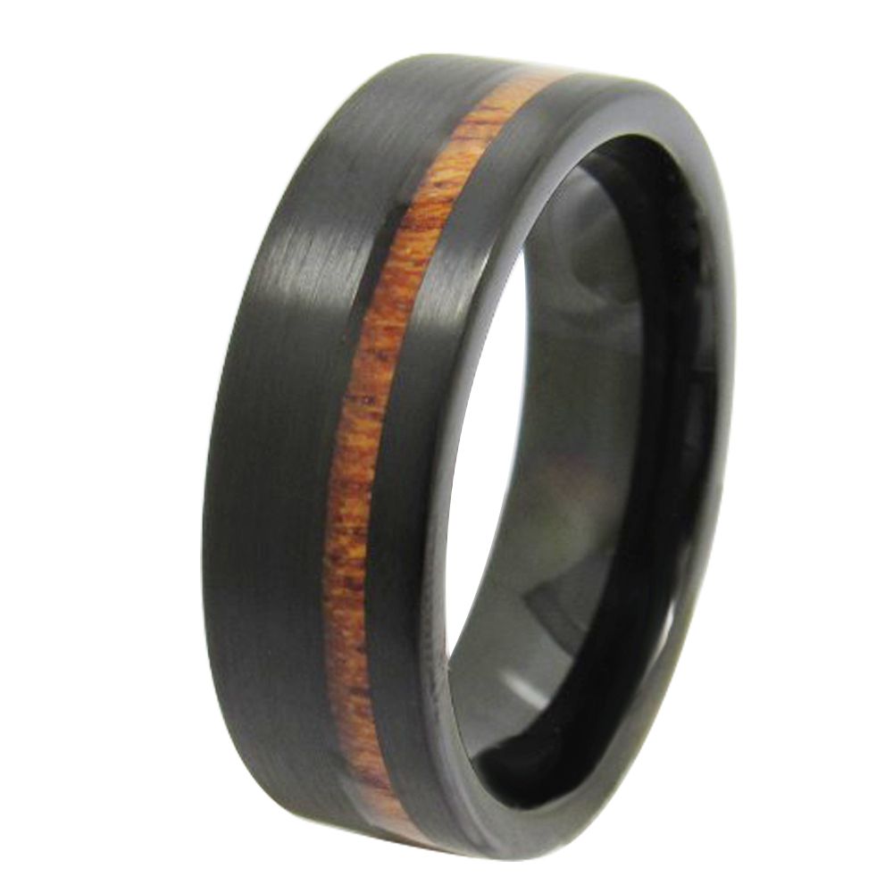 tungsten carbide rings wood inlay