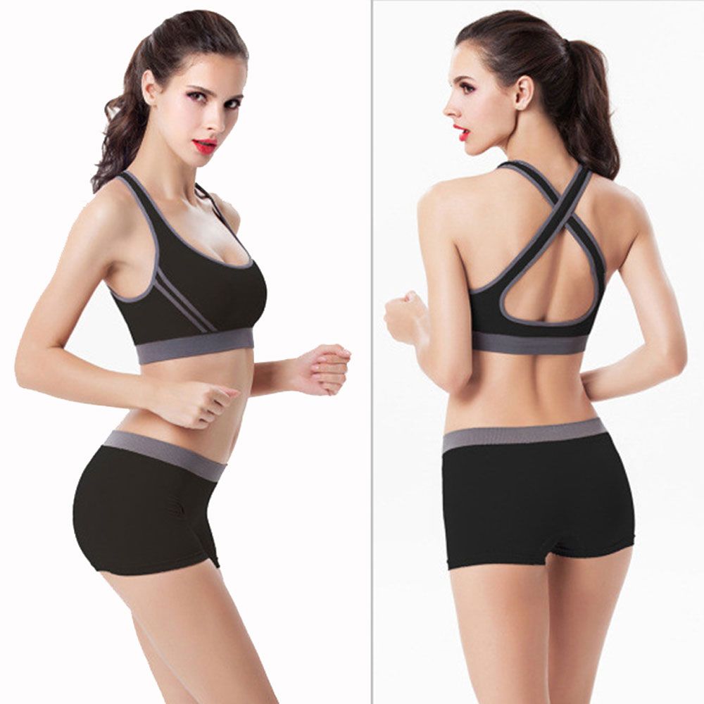 Women Sport Underwear Bra Set Gym Yoga Exercise Fitness Cotton