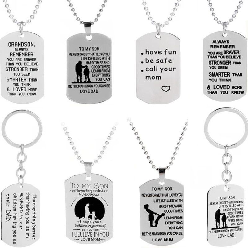 Whole To My Son Dog Tag Pendant Necklaces Keychain Military To My Son Dog Tag Pendant Necklaces Keychain Military Love Mum Dad Necklace Father S Day Gift