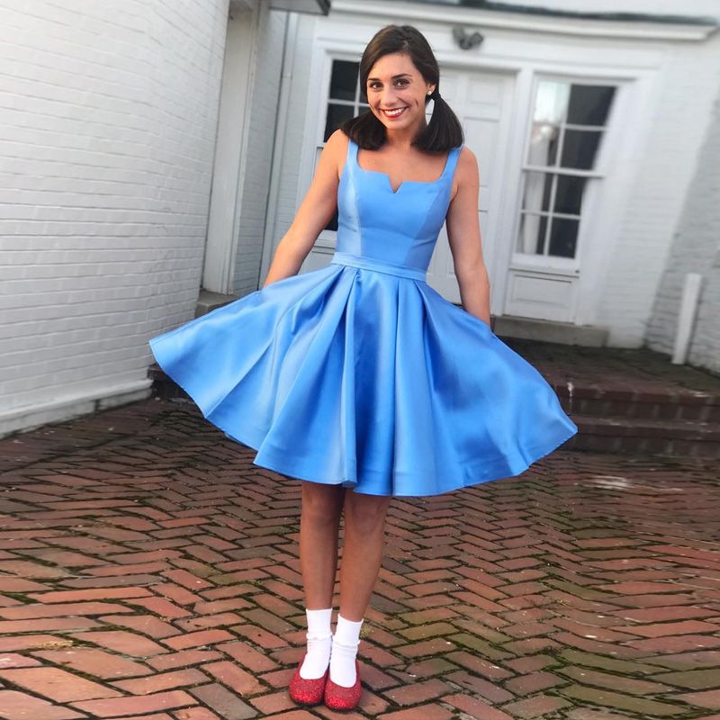 satin homecoming dresses short