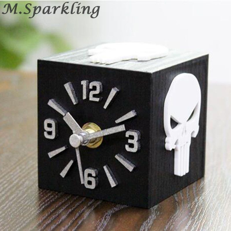 Horror Skull 3d Stereoscopic Desk Clock Wood Cartoon Horror Skull 3d Stereoscopic Desk Clock Wood Cartoon Creative Table Personalized Bats Living Room Quiet Desktop By Partter Dhgate Com