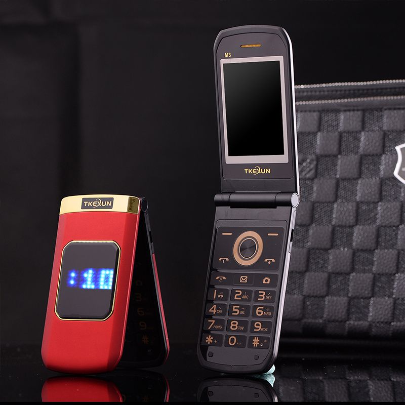 Best Luxury Flip 2.4 Inch Double Touch Screen Metal Body Dual SIM Card MP3 FM Gold Cellphone Big ...