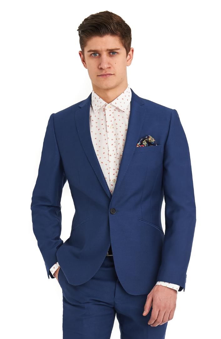 2019 Latest Coat Pant Designs 2018 Royal Blue Men Suit Smart Casual