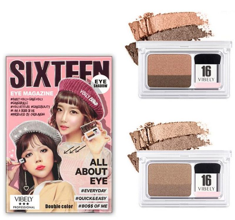 NEW SIXTEEN 16 Brand Double Color Eyeshadow Eye Magazine One Step Eye Shadow Quick Easy Everyday