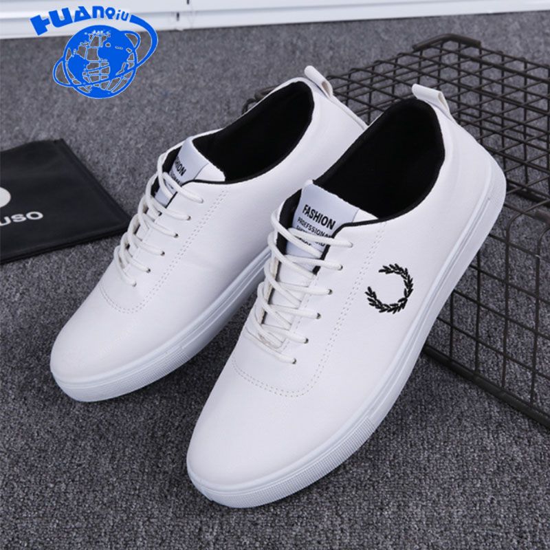 HUANQIU 2018 Autumn Men Sneakers Shoes Men Flat Boat Shoes PU White ...