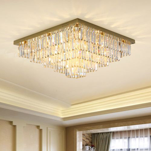 Dimmable Postmodern Led Rectangle Crystal Chandeliers High End K9 Dimmable Postmodern Led Rectangle Crystal Chandeliers High End K9 Crystals Ceiling Chandelier Lightings For Hotel Villa Living Room Bedroom
