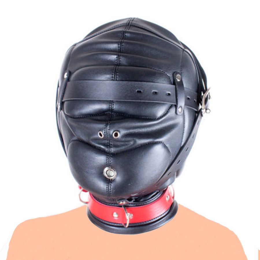 Leather Mask Hood Thick Closed Caps, Soft Padded Hood Mask ,Head