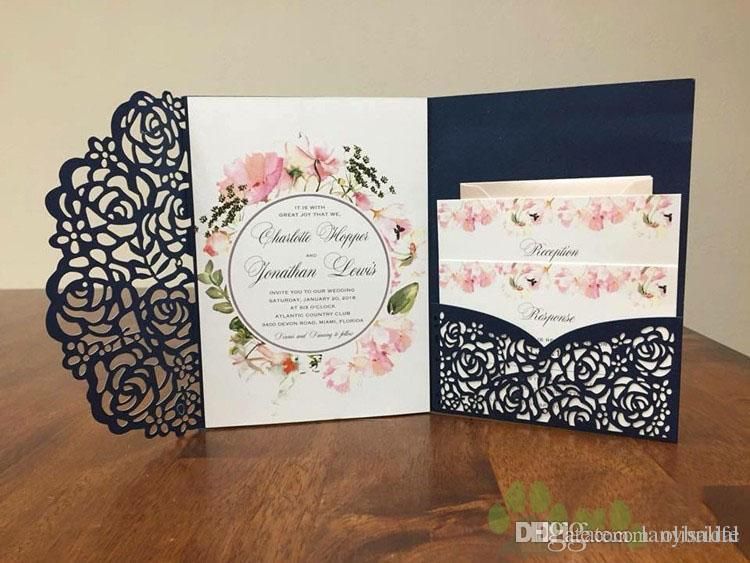 2018 Affordable Wedding Invites Laser Cut Pocket Wedding Invitation