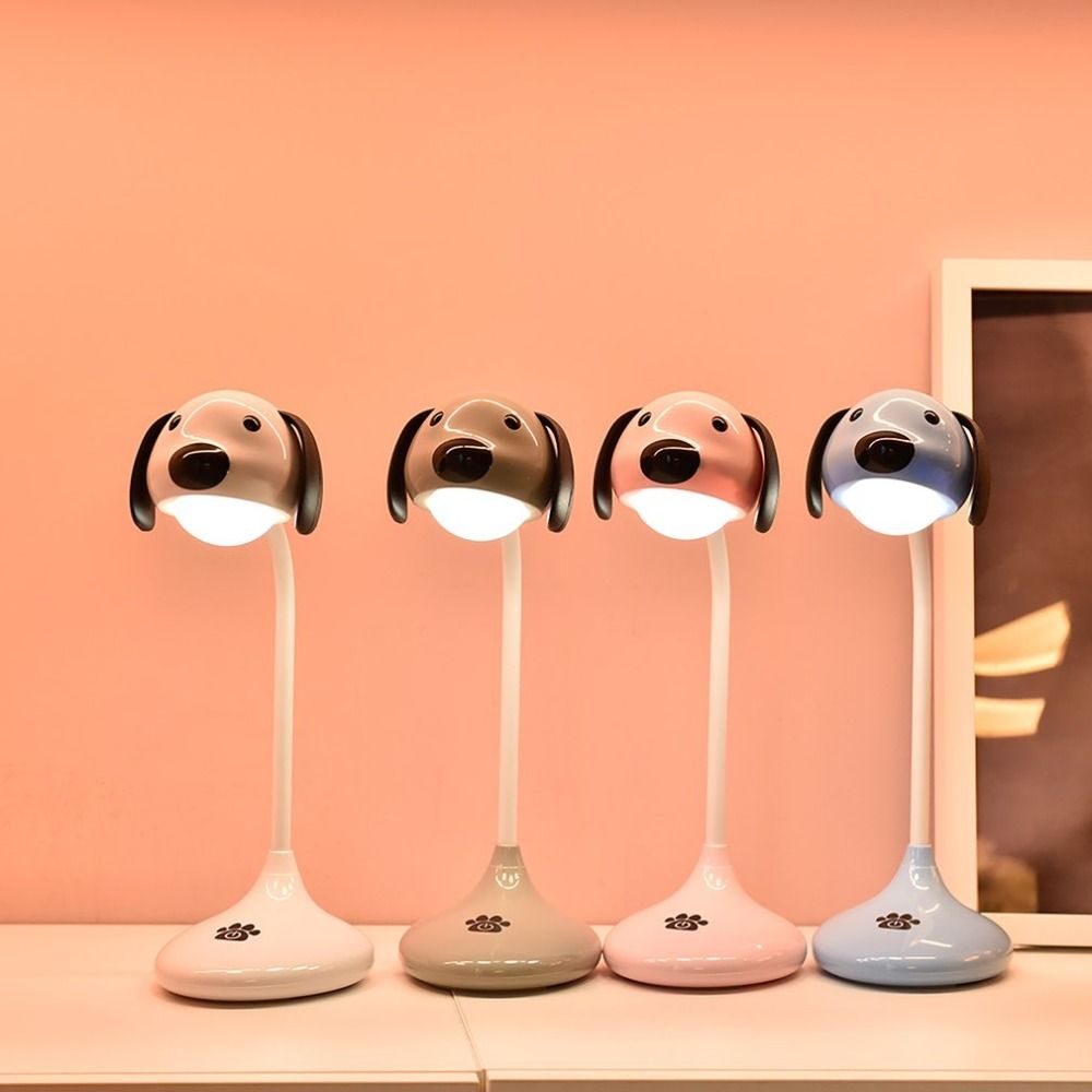 Led Touch On Off Switch Desk Lamp Rechargeable Cute Cartoon Dog Eye Protection Student Study Reading Dimmer Table Lamps