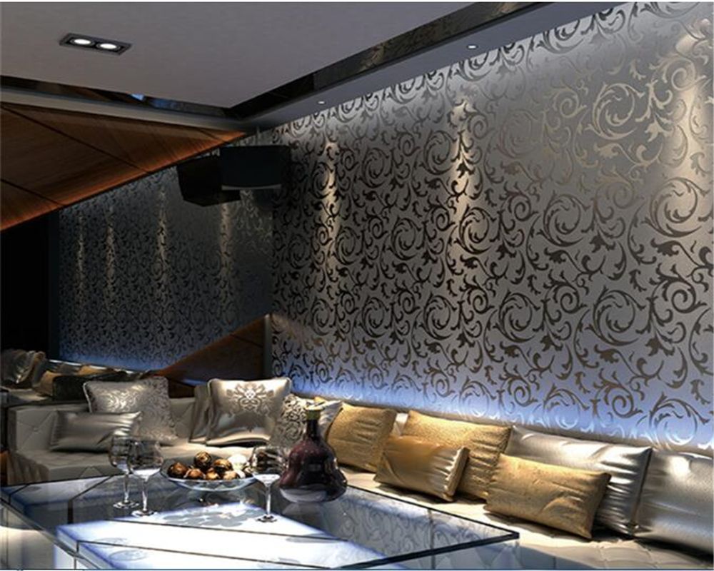 Beibehang Gold Foil Wallpapers 3d Gold Silver Eucalyptus Leaf Ktv Ceiling Living Room Bedroom Tv