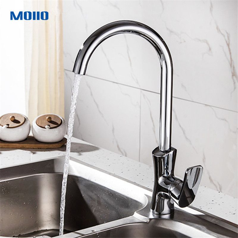 Moiio Kitchen Faucet 360 Degree Rotation Rule Shape Curved Pipe Tap Basin Plumbing Hardware Brass Sink Fauce