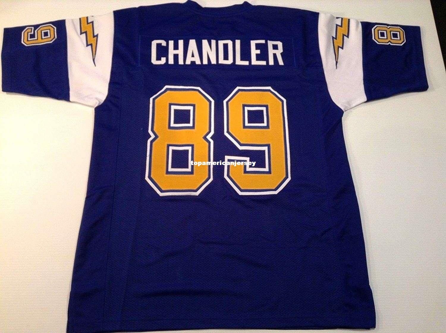 2019 Cheap Retro Custom Sewn Stitched 89 Wes Chandler Blue MITCHELL