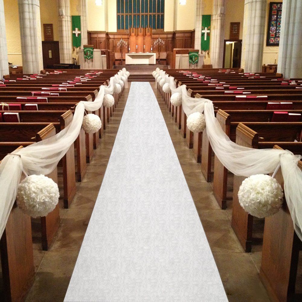 Wedding Party Carpet Rug Aisle Runner 30mx90cm White Wedding Party Carpet Rug Aisle Runner 30mx90cm White Fl Decoration Nonwoven Outdoor With Pull String Shaw Colors Commercial