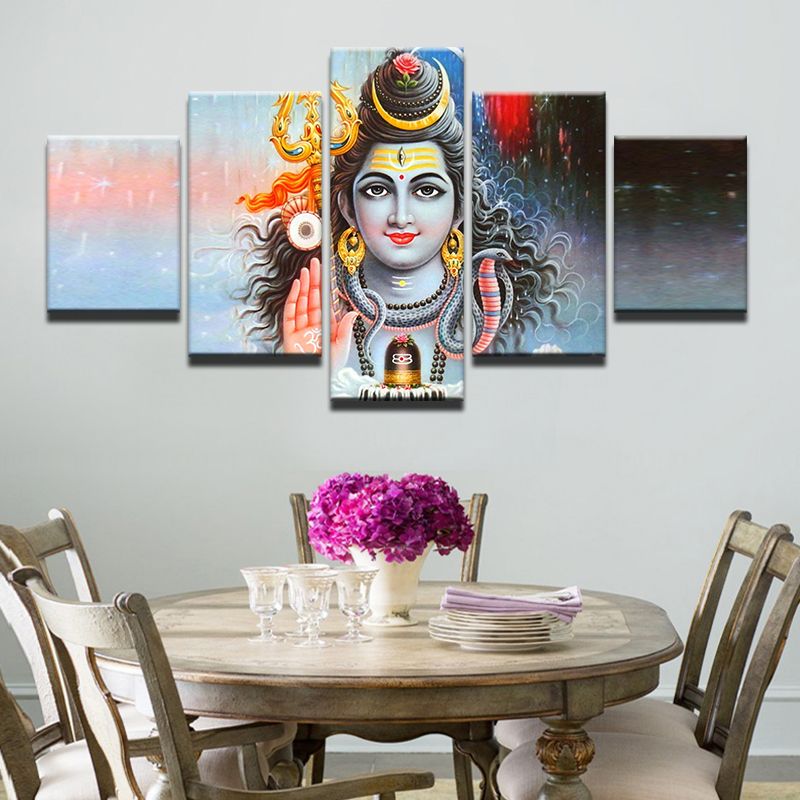 Modular Hd Wall Art Prints Pictures 5 Set God Of India Shiva Simple Canvas Painting Poster Wedding Decoration Home Decor Es Frame
