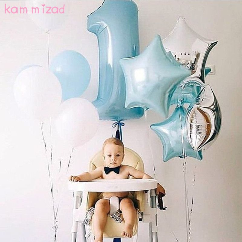 Kammizad Baby 1st Birthday Balloons Set Pink Blue Number Foil