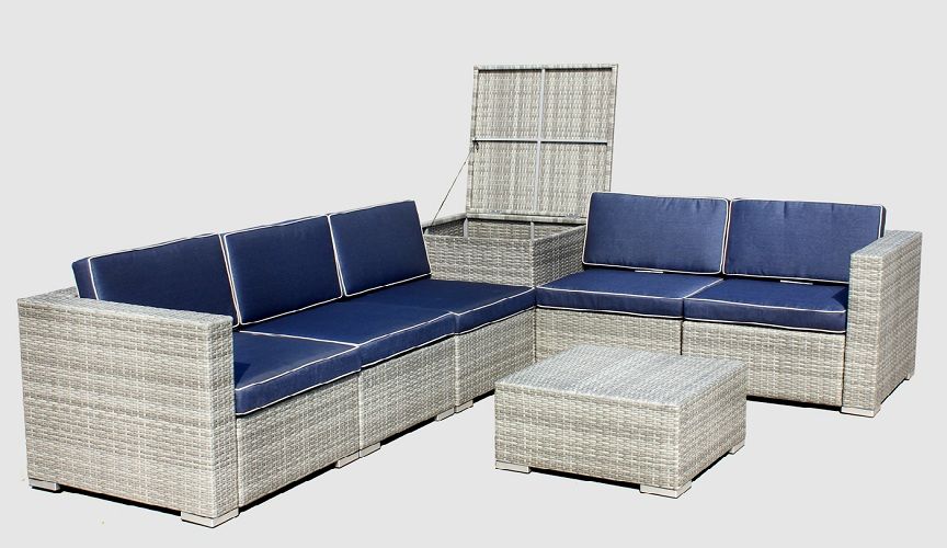 2018 Outdoor Furniture Patio Sectional Sofa Grey 2018 Outdoor Furniture Patio Sectional Sofa Grey Wicker With Blue Cushions Cushion Box New Design From Netdooo 1104 53 Dhgate Com