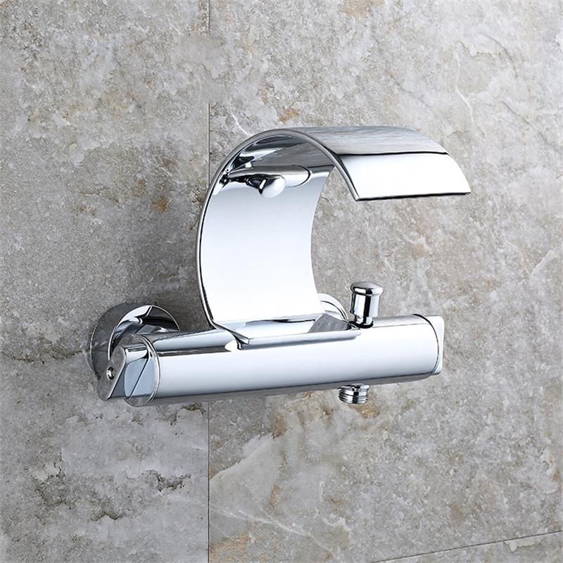 Sovecho Wall Mounted Bath Waterfall Faucet Mixer Shower Exposed Valve Bottom Brass Bathtub Bathroom Tap Tl029