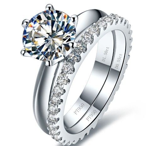 Wholesale Bridal Ring Set Fine Silver 18k White Gold Plated Rings