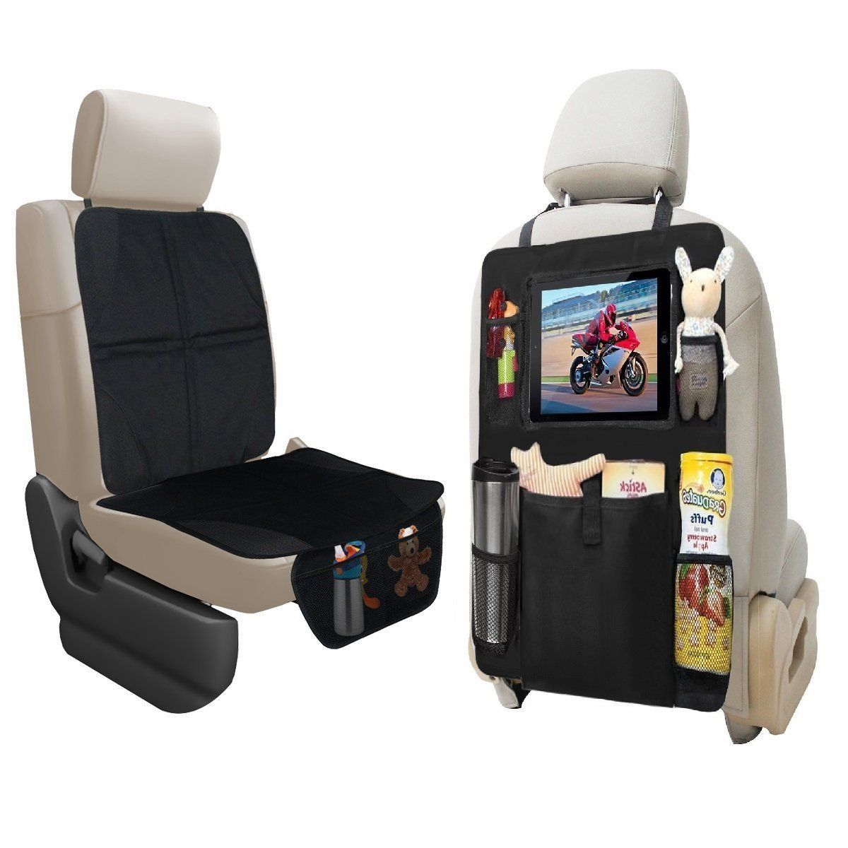 Car Seat Protector Backseat Organizer With Ipad And Tablet Holder Car Seat Protector Backseat Organizer With Ipad And Tablet Holder Durable Quality Covers 5 Pocket Storage Back Best Aftermarket