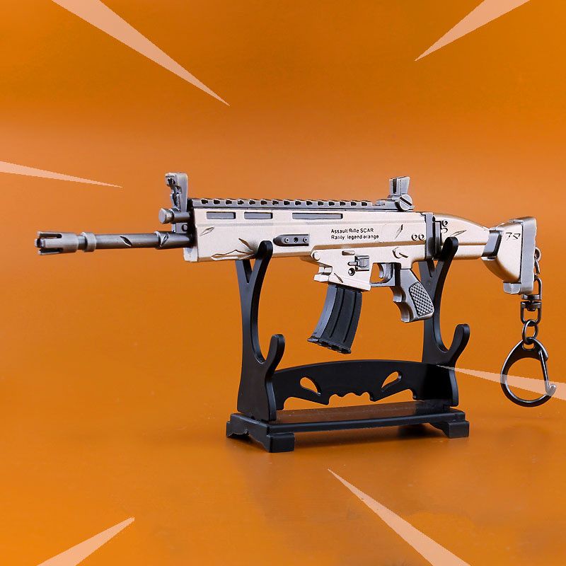hot game accessories arms legendary level rifle scar keychain key ringspendant metal alloy toy drop - nerf fortnite waffen amazon