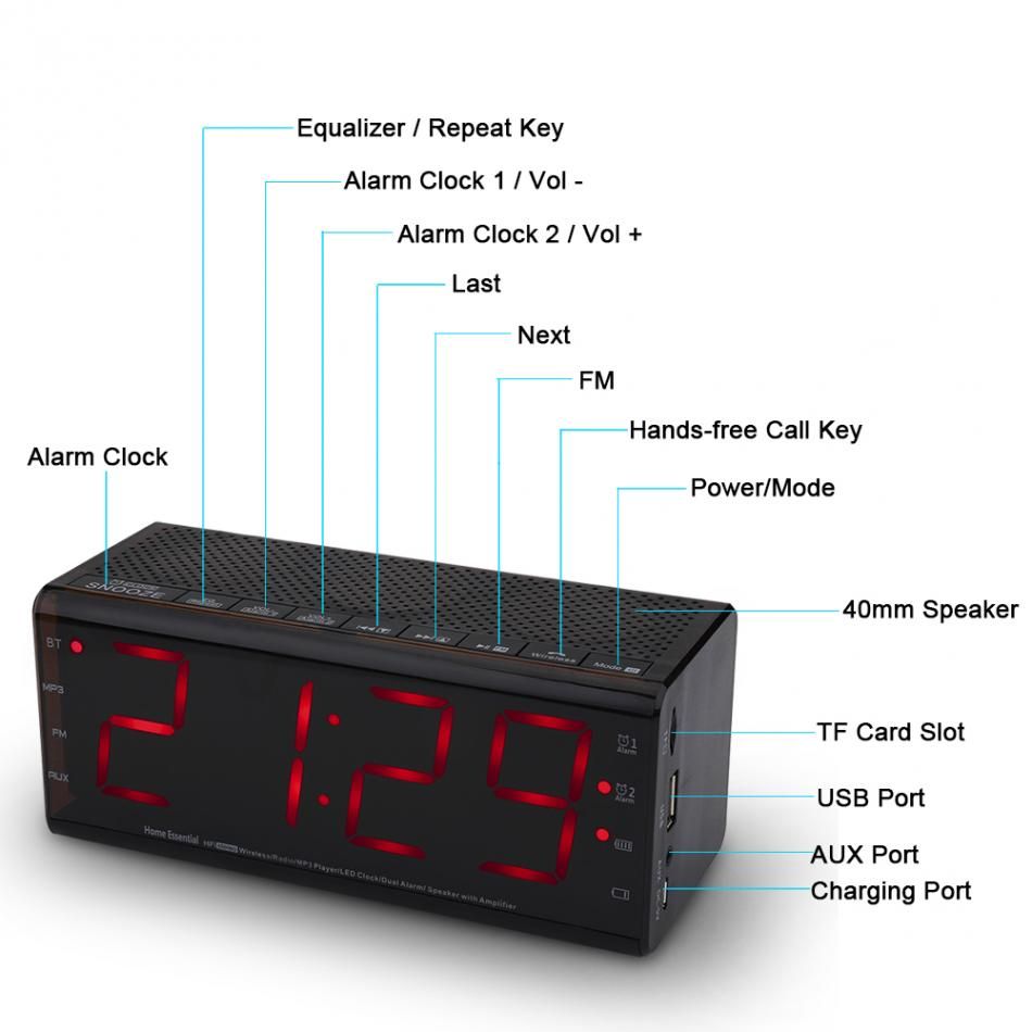 LEADSTAR MX 20 Multi Function Alarm Clock Bluetooth Speaker LCD Display