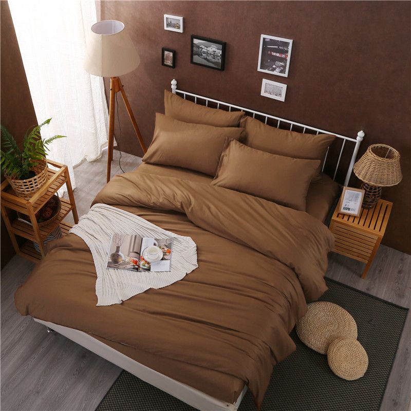 Brown Coffee Grey White Color Bed Sheet Set 100 Cotton Queen King Brown Coffee Grey White Color Bed Sheet Set 100 Cotton Queen King Size Hotel Bedding Sets Fit Duvet Cover Pillowcases Duvets Comforters