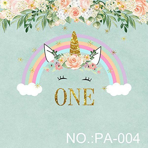 5x7ft Vinyl Rainbow Unicorn First 1st Birthday Photography Studio