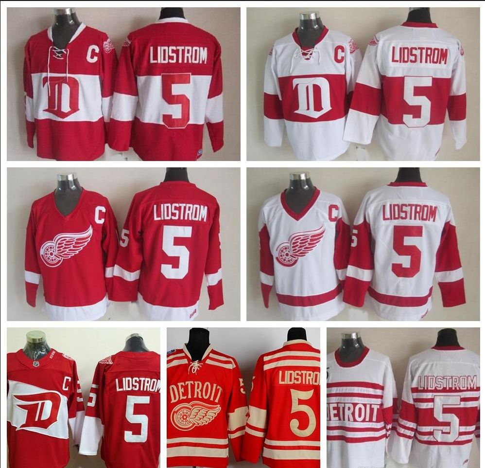 2019 Mens Detroit Red Wings 5 Nicklas Lidstrom Hockey Jerseys Home Red