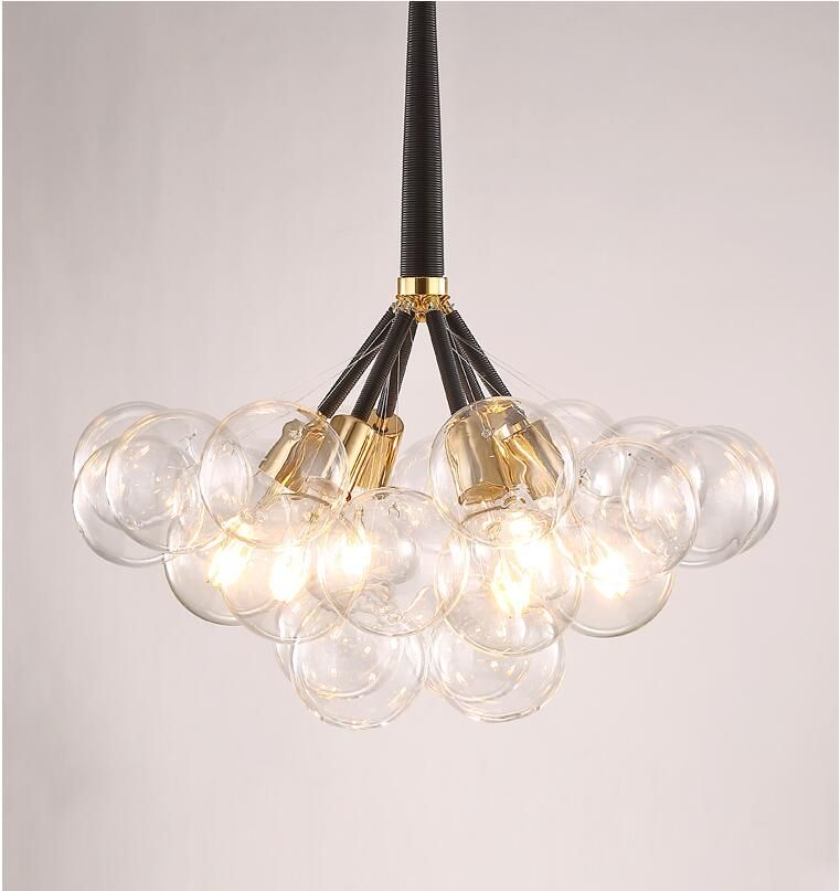 Modern Bubble Glass Pendant Lights Fixture Home Deco Ball Lamp Diy E27 Suspension Clear Hanging Copper Lighting