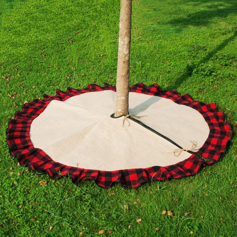 Patchwork Check Burlap Ruffle Christmas Tree Skirts Wholesale Blanks 54 Inch Red Buffalo Mat Ornament Decoration Gift Dom1095 Handmade Patchwork Check Burlap Ruffle Christmas Tree Skirts Wholesale Blanks 54 Inch Red Buffalo Mat Ornament Decoration Gift Dom1095 Handmade
