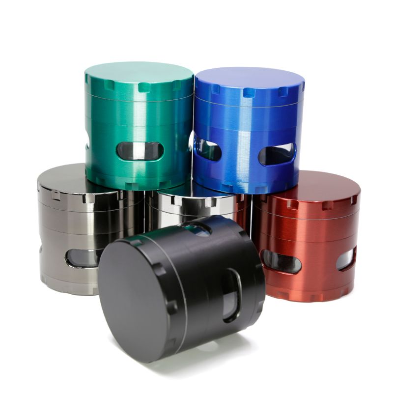 2019 USA Hot Herb Grinder With Clear Side Window 55mm 4 Part Zinc Alloy