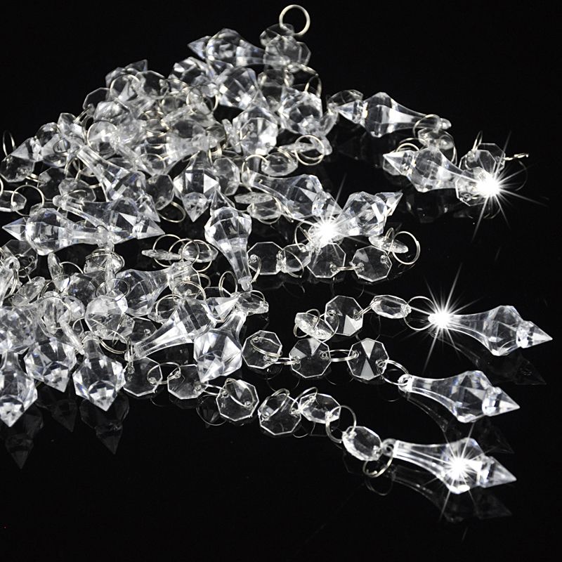 Wedding Decoration Crystals Acrylic Octagonal Beads String Prisms Wedding Decoration Crystals Acrylic Octagonal Beads String Prisms Garland Chandelier Hanging Curtain For Home Party Birthday Items