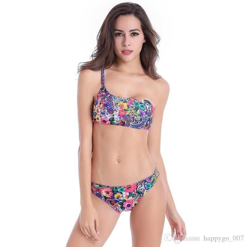 New Sexy Oblique Shoulder Shoulder Fashion Floral Swimsuit Lady Big Bikini Foreign Trade Swimsuit Hq New Sexy Oblique Shoulder Shoulder Fashion Floral Swimsuit Lady Big Bikini Foreign Trade Swimsuit Hq