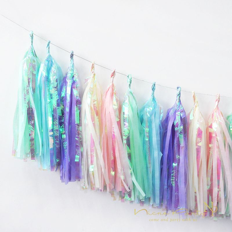 Nicro Unicorn Mermaid Party Decorations Baby Shower Rainbow Paper Tissue Tassel Diy Hang Garland ...