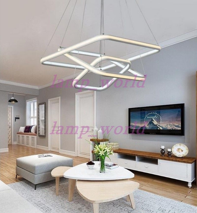 Square Double Glow Led Chandeliers Modern Pendant Lights Square Double Glow Led Chandeliers Modern Pendant Lights Aluminum White Hanging Chandelier For Dining Kitchen Room High Brightness Copper