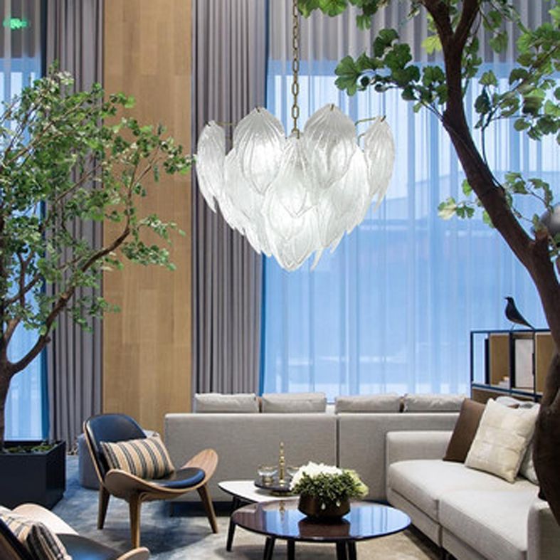 Modern Glass Leaf Chandeliers LED Light American Leaves Chandelier
